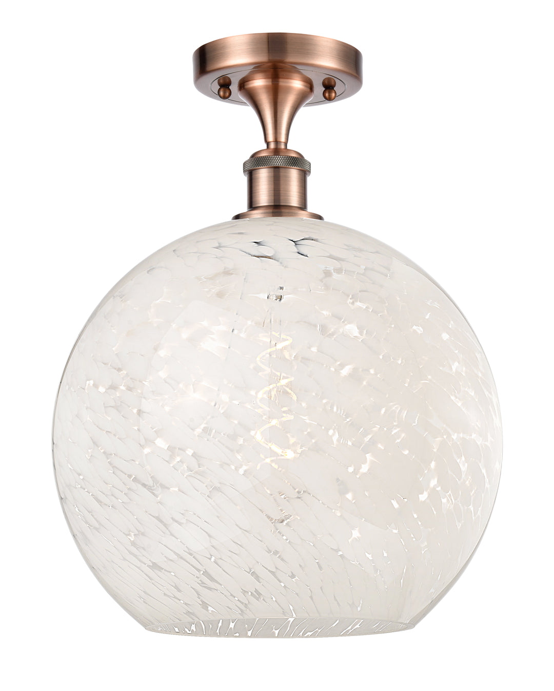 Innovations Lighting White Mouchette 12" Semi-Flush Mount - Antique Copper