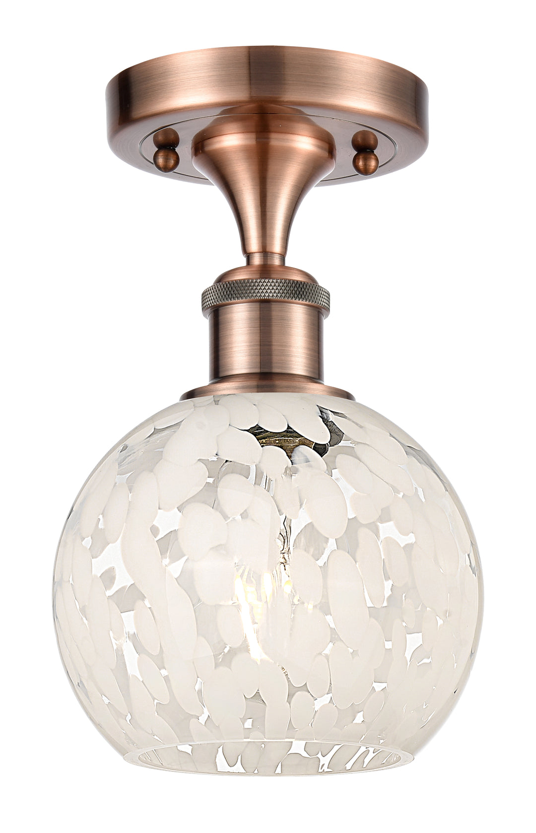 Innovations Lighting White Mouchette 6" Semi-Flush Mount - Antique Copper Ceiling Semi Flush Mounts Innovations Lighting   