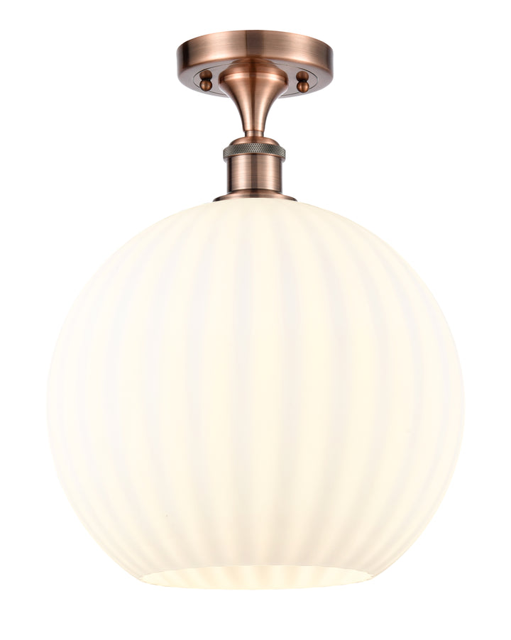 Innovations Lighting White Venetian 12" Semi-Flush Mount - Antique Copper Ceiling Semi Flush Mounts Innovations Lighting   