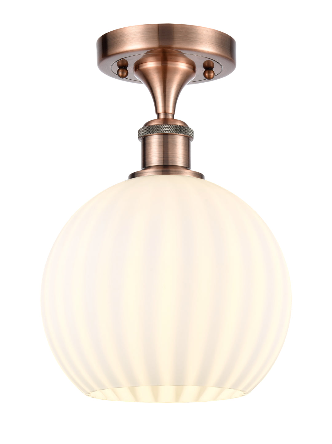 Innovations Lighting White Venetian 8" Semi-Flush Mount - Antique Copper Ceiling Semi Flush Mounts Innovations Lighting   