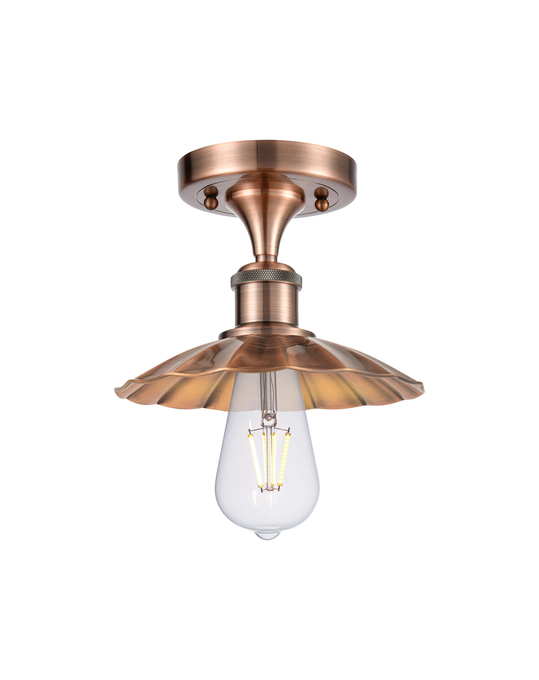Innovations Lighting Scallop 7.5" Semi-Flush Mount - Antique Copper