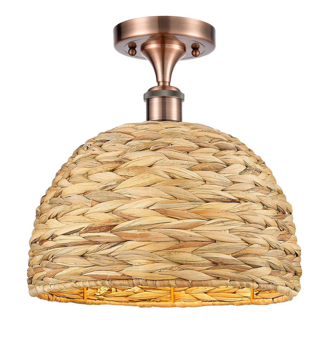 Innovations Lighting Woven Rattan 12" Semi-Flush Mount