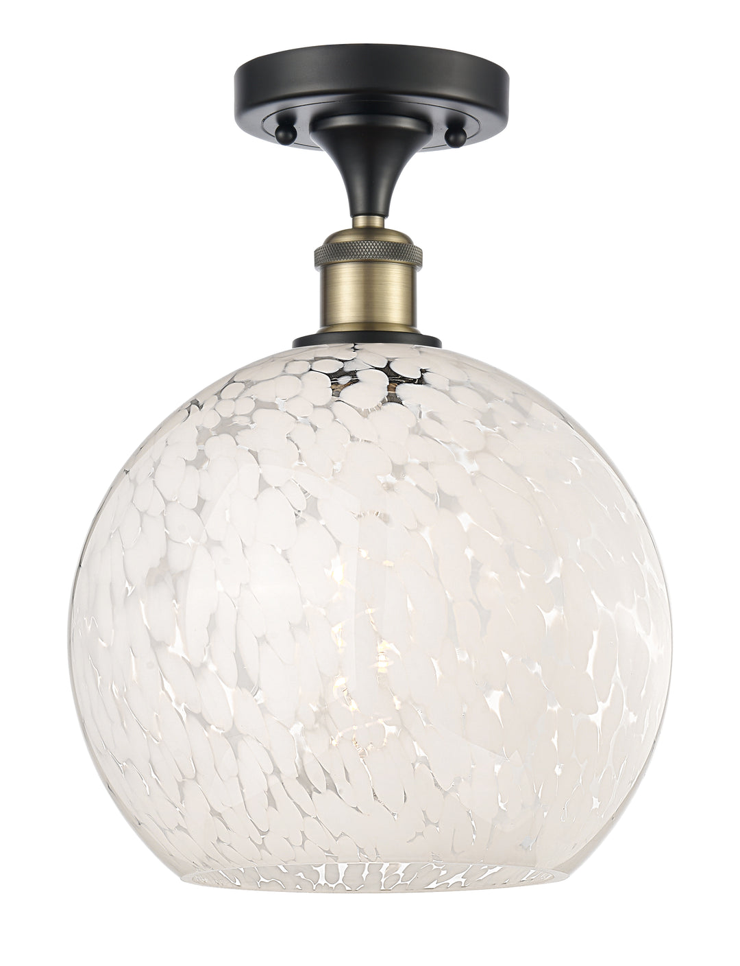 Innovations Lighting White Mouchette 10" Semi-Flush Mount - Black Antique Brass