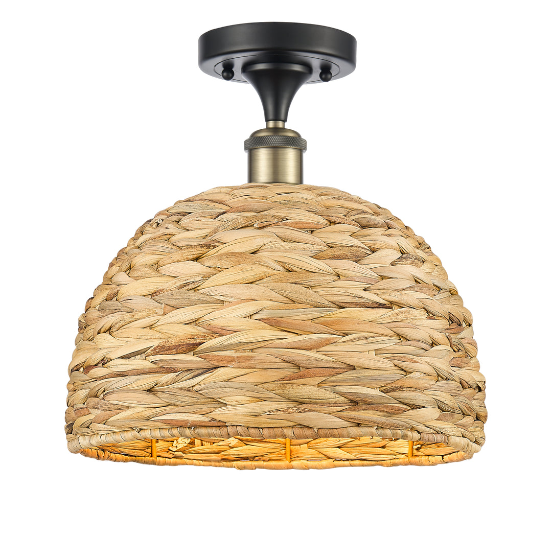 Innovations Lighting Woven Rattan 12" Semi-Flush Mount