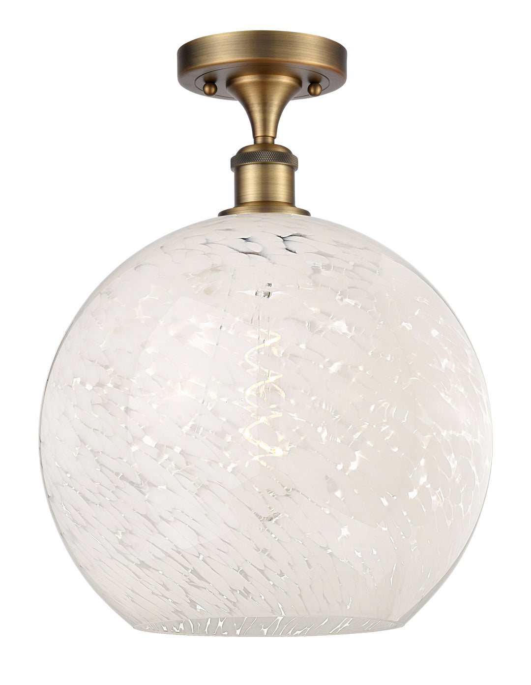 Innovations Lighting White Mouchette 12" Semi-Flush Mount - Brushed Brass