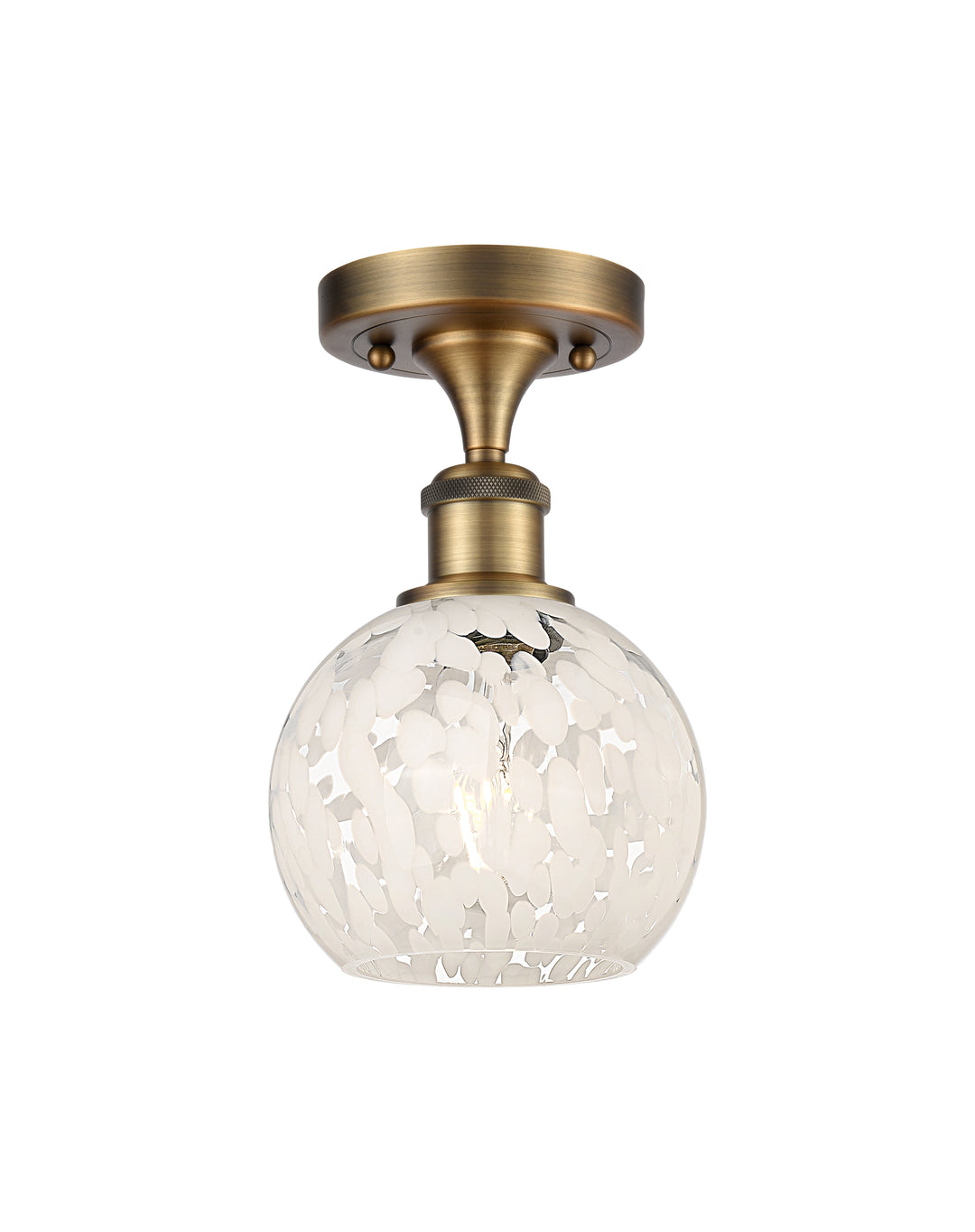 Innovations Lighting White Mouchette 6" Semi-Flush Mount - Brushed Brass Ceiling Semi Flush Mounts Innovations Lighting   