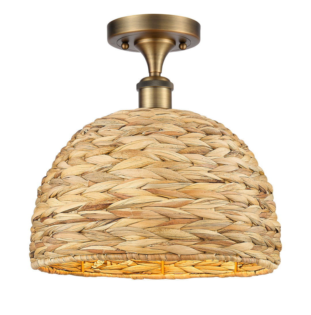 Innovations Lighting Woven Rattan 12" Semi-Flush Mount