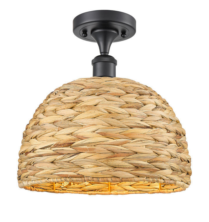 Innovations Lighting Woven Rattan 12" Semi-Flush Mount