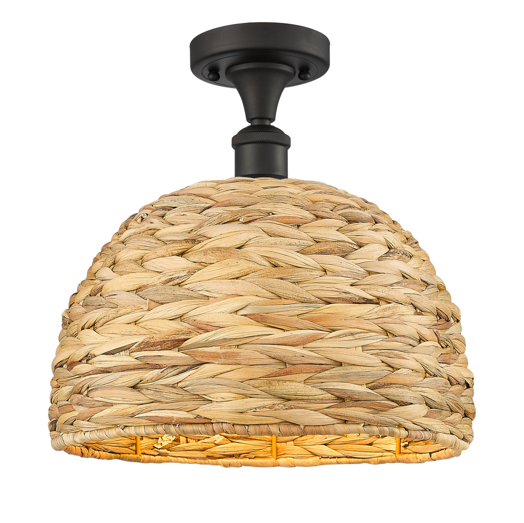 Innovations Lighting Woven Rattan 12" Semi-Flush Mount