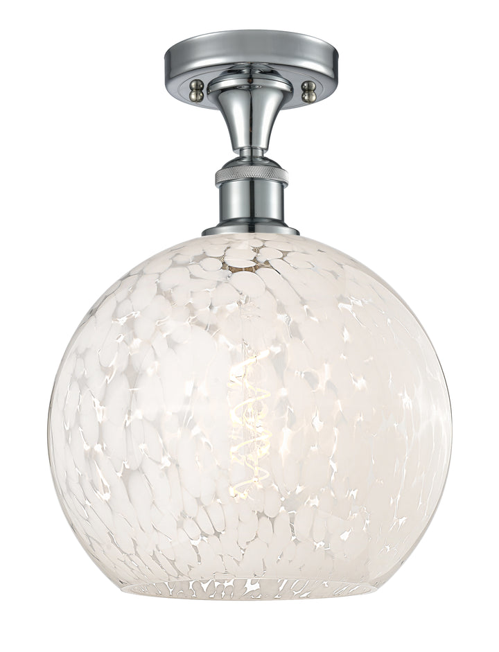 Innovations Lighting White Mouchette 10" Semi-Flush Mount - Polished Chrome
