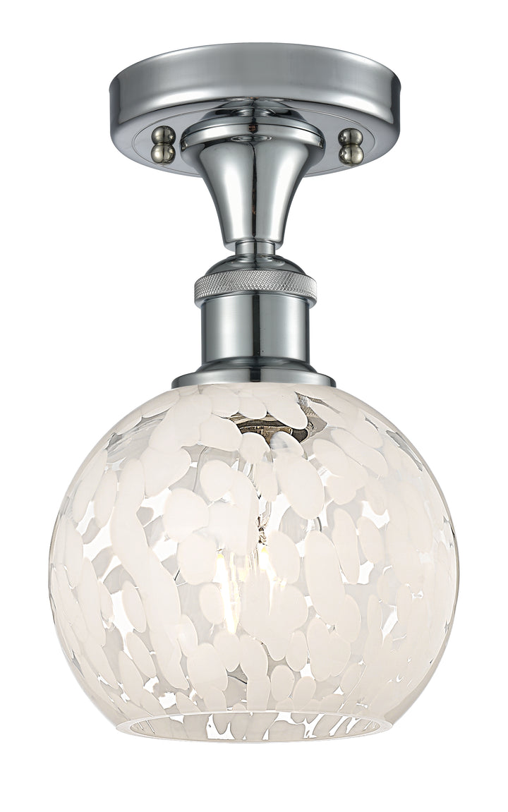 Innovations Lighting White Mouchette 6" Semi-Flush Mount - Polished Chrome Ceiling Semi Flush Mounts Innovations Lighting   