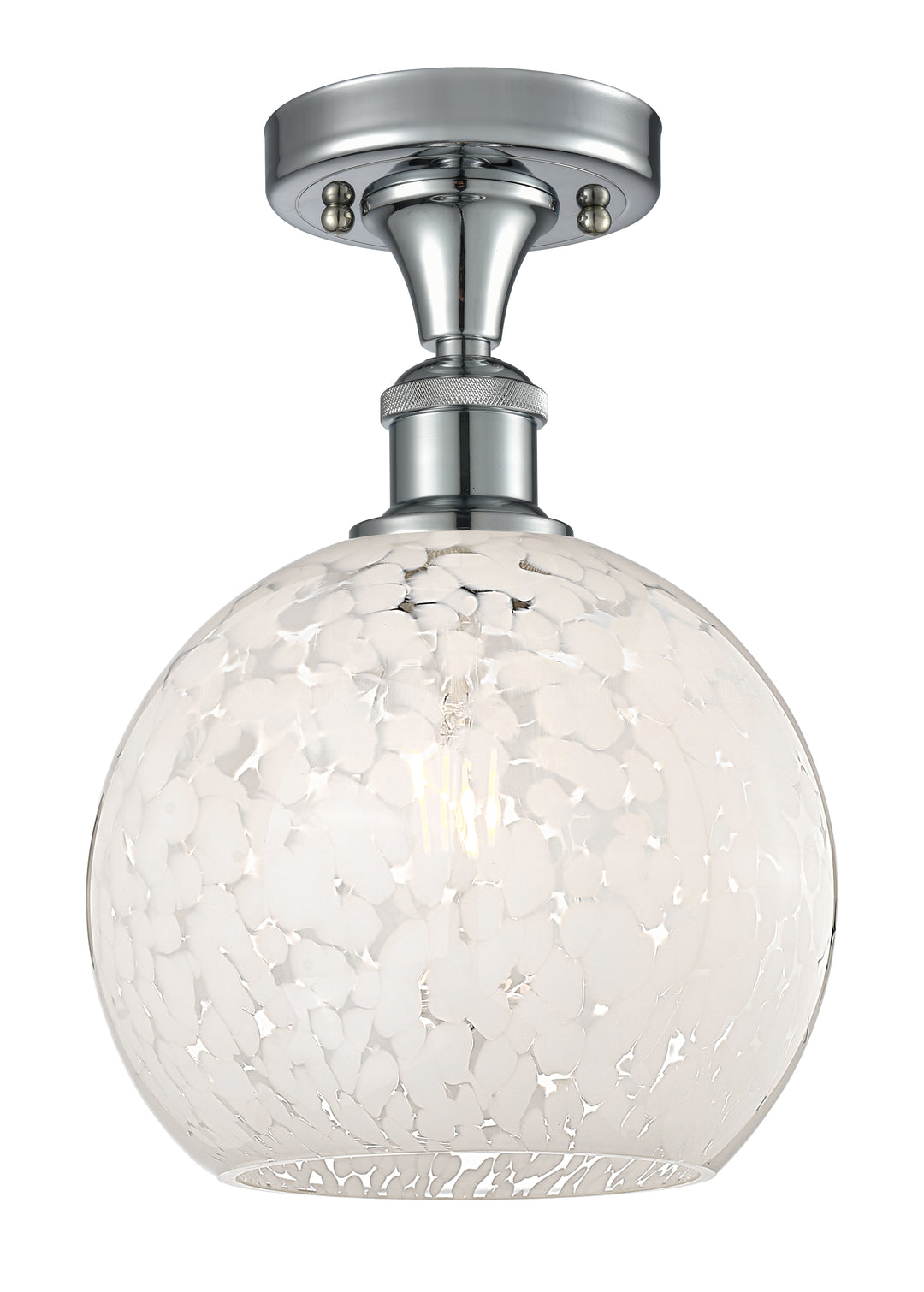 Innovations Lighting White Mouchette 8" Semi-Flush Mount - Polished Chrome Ceiling Semi Flush Mounts Innovations Lighting   