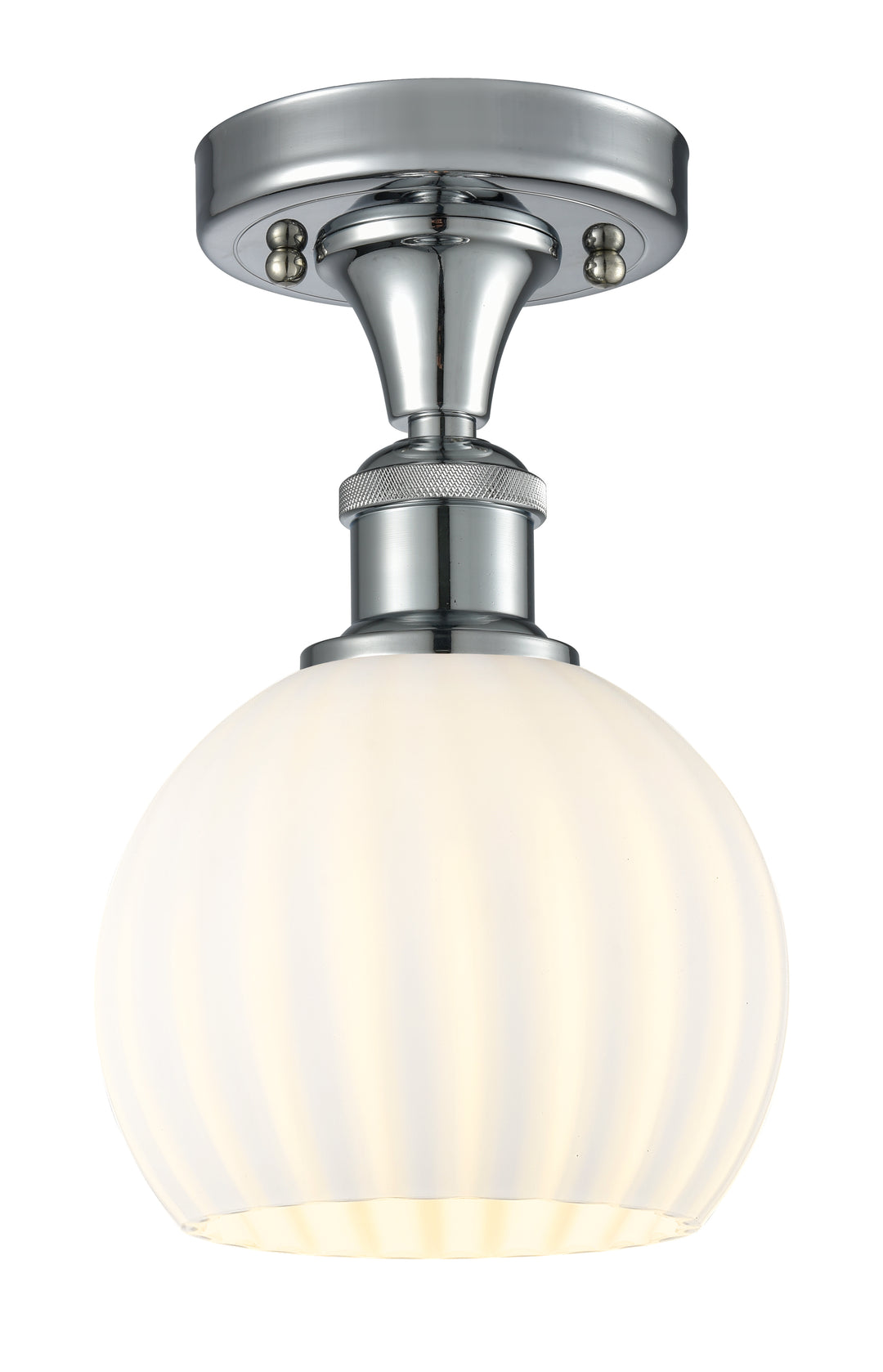 Innovations Lighting White Venetian 6" Semi-Flush Mount - Polished Chrome Ceiling Semi Flush Mounts Innovations Lighting   