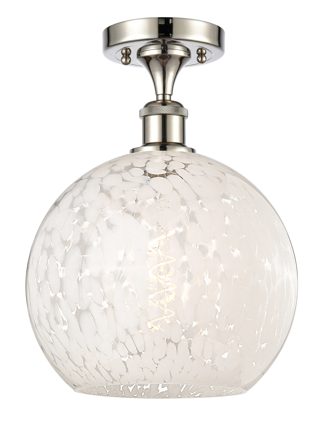 Innovations Lighting White Mouchette 10" Semi-Flush Mount - Polished Nickel