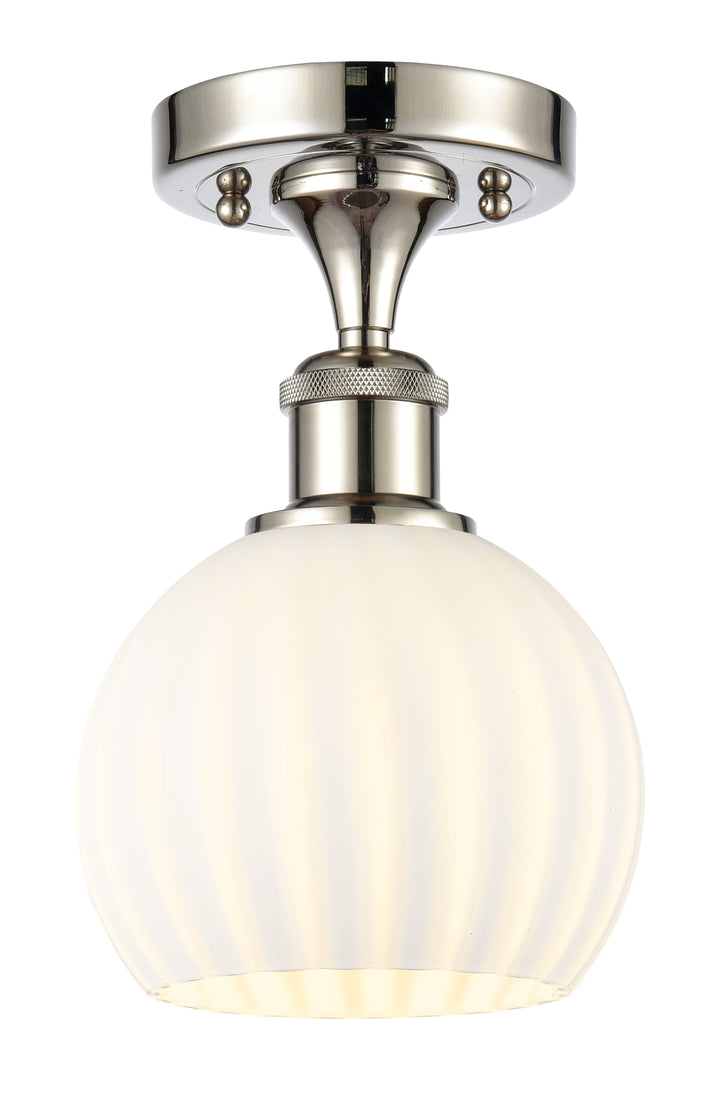 Innovations Lighting White Venetian 6" Semi-Flush Mount - Polished Nickel Ceiling Semi Flush Mounts Innovations Lighting   