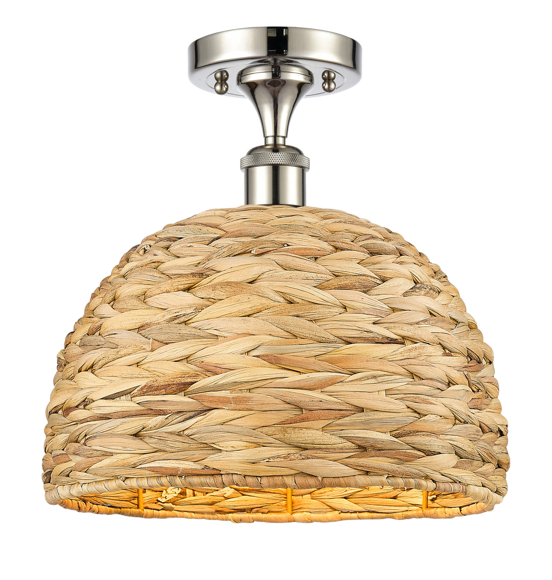 Innovations Lighting Woven Rattan 12" Semi-Flush Mount