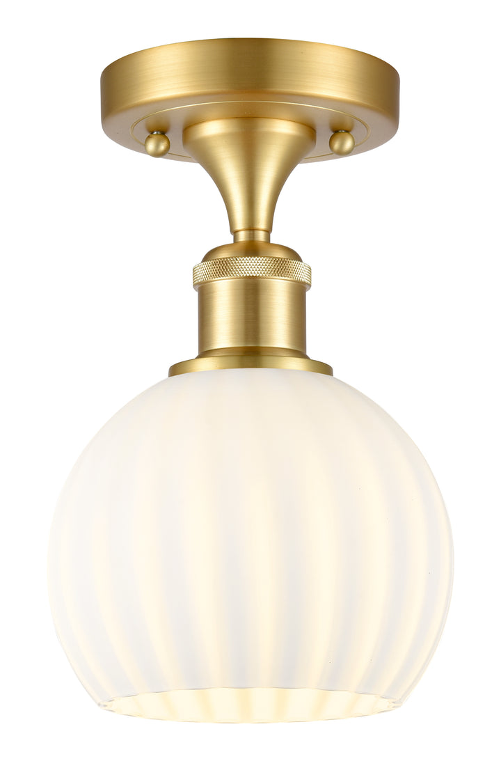 Innovations Lighting White Venetian 6" Semi-Flush Mount - Satin Gold Ceiling Semi Flush Mounts Innovations Lighting   