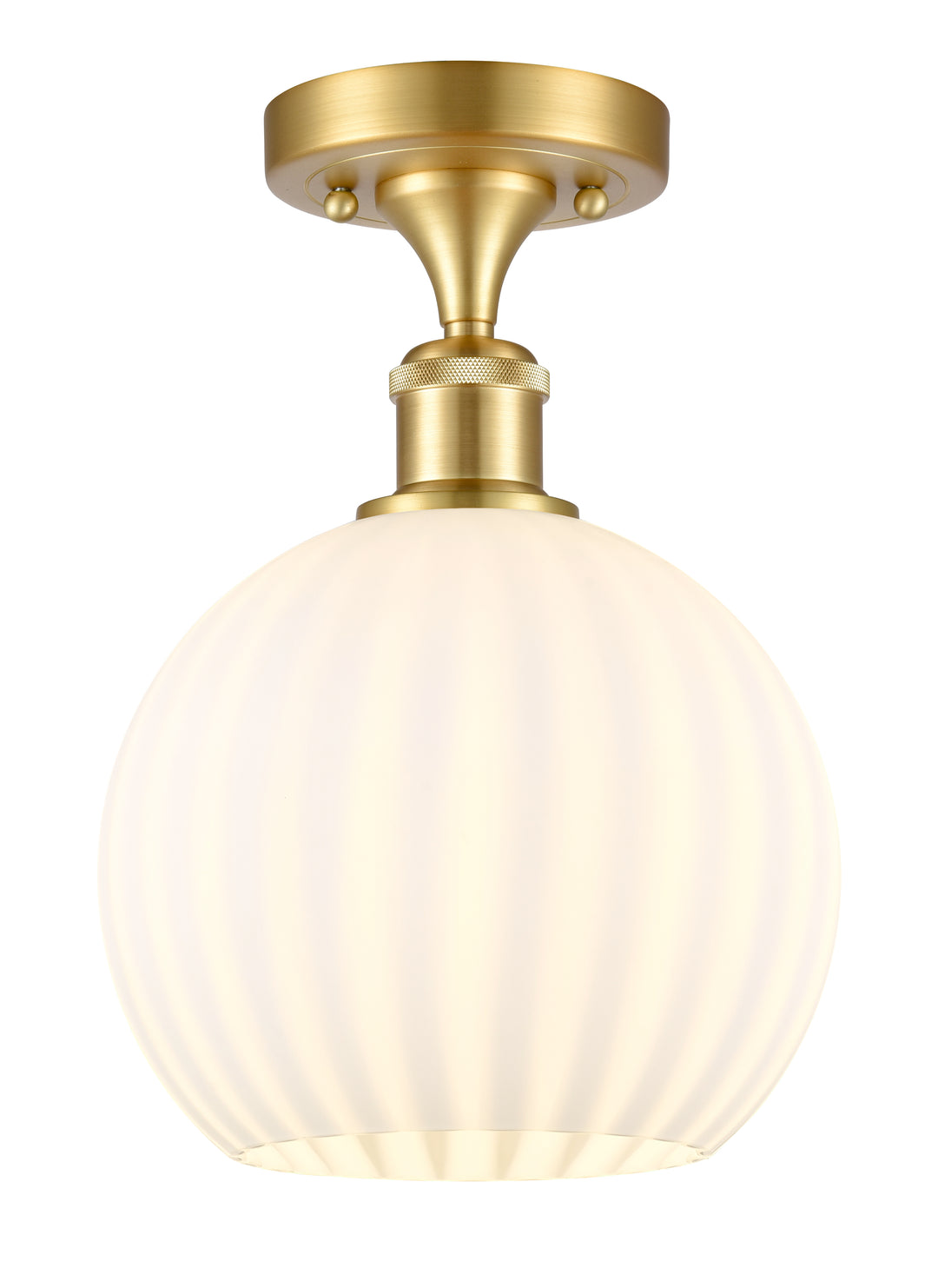 Innovations Lighting White Venetian 8" Semi-Flush Mount - Satin Gold Ceiling Semi Flush Mounts Innovations Lighting   