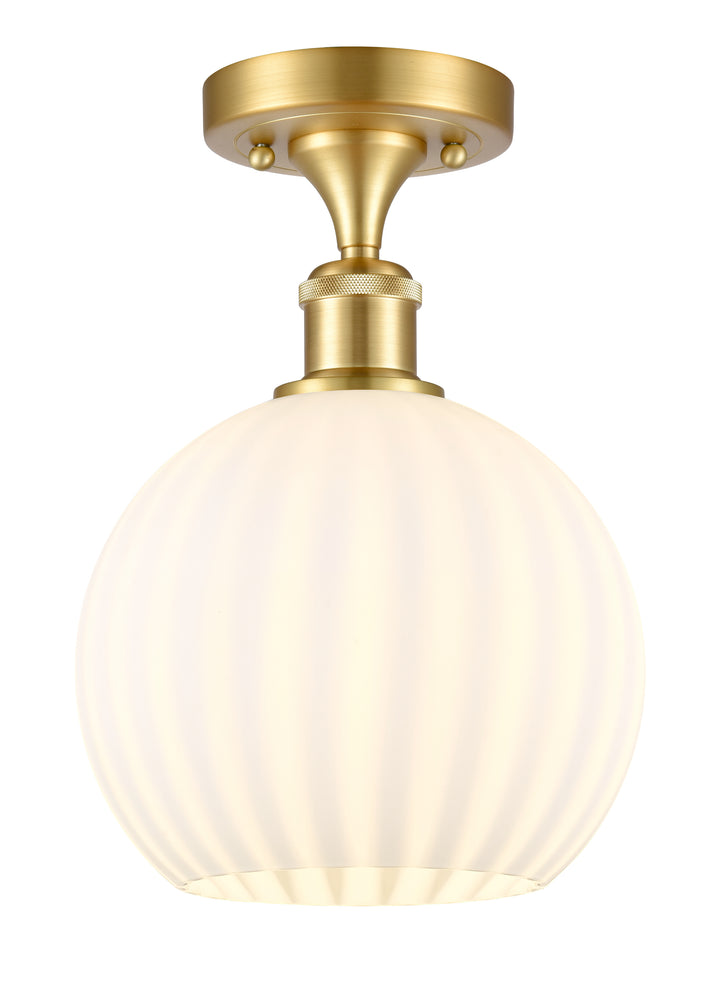 Innovations Lighting White Venetian 8" Semi-Flush Mount - Satin Gold Ceiling Semi Flush Mounts Innovations Lighting   