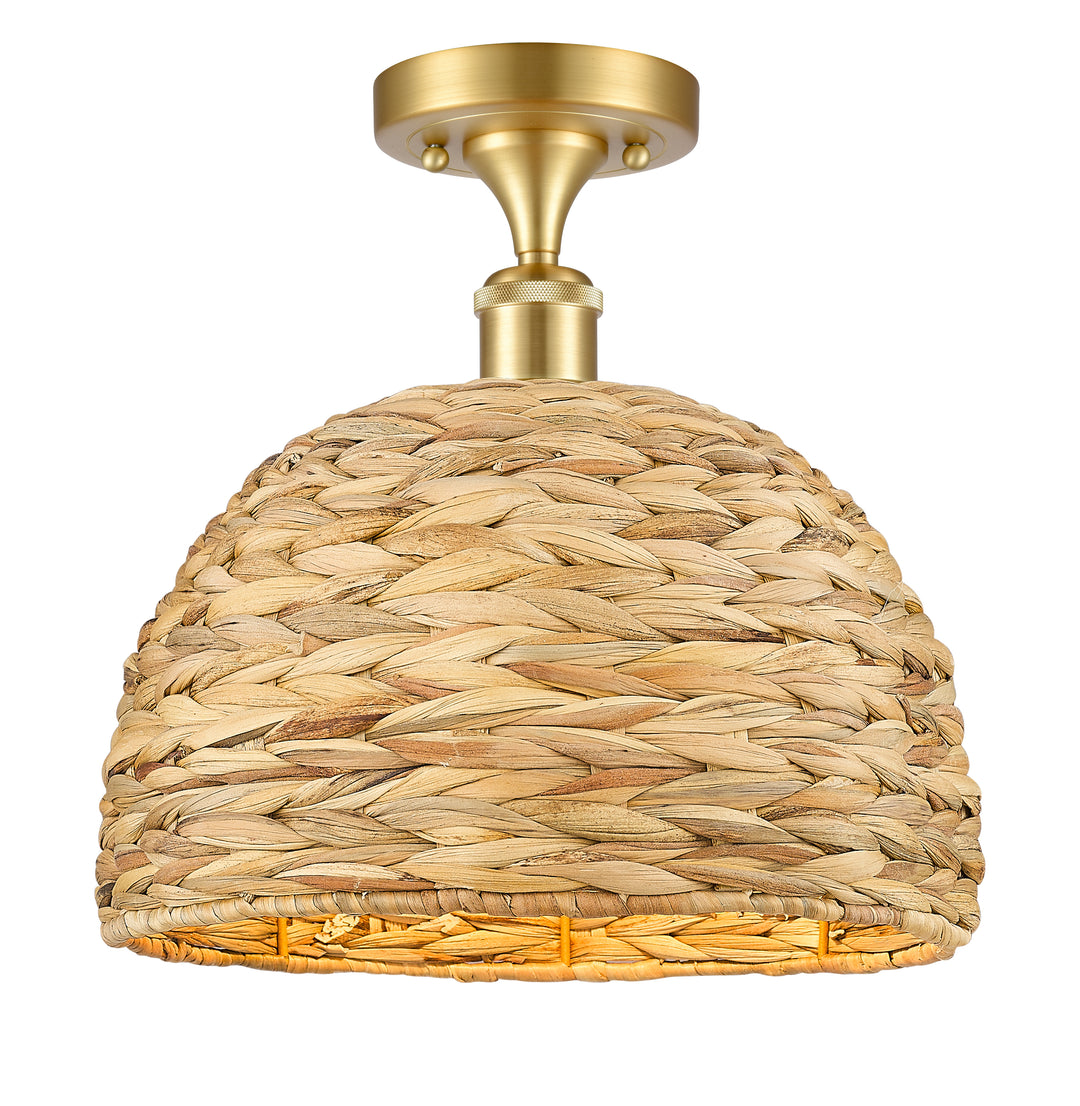 Innovations Lighting Woven Rattan 12" Semi-Flush Mount