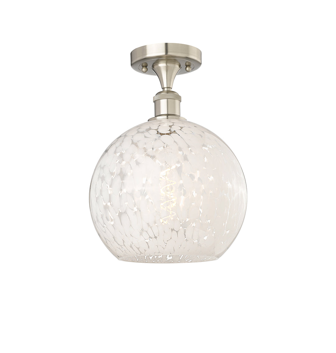 Innovations Lighting White Mouchette 10" Semi-Flush Mount - Brushed Satin Nickel