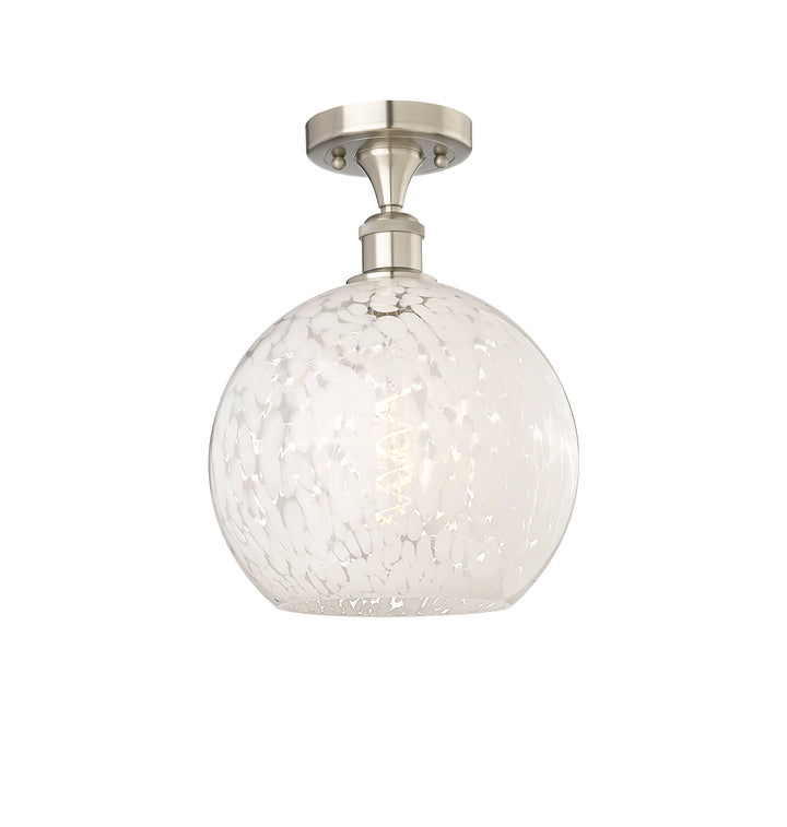 Innovations Lighting White Mouchette 10" Semi-Flush Mount - Brushed Satin Nickel