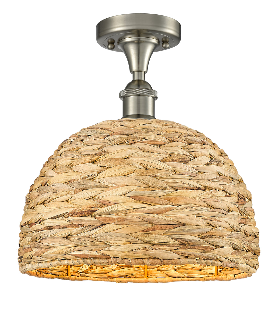 Innovations Lighting Woven Rattan 12" Semi-Flush Mount