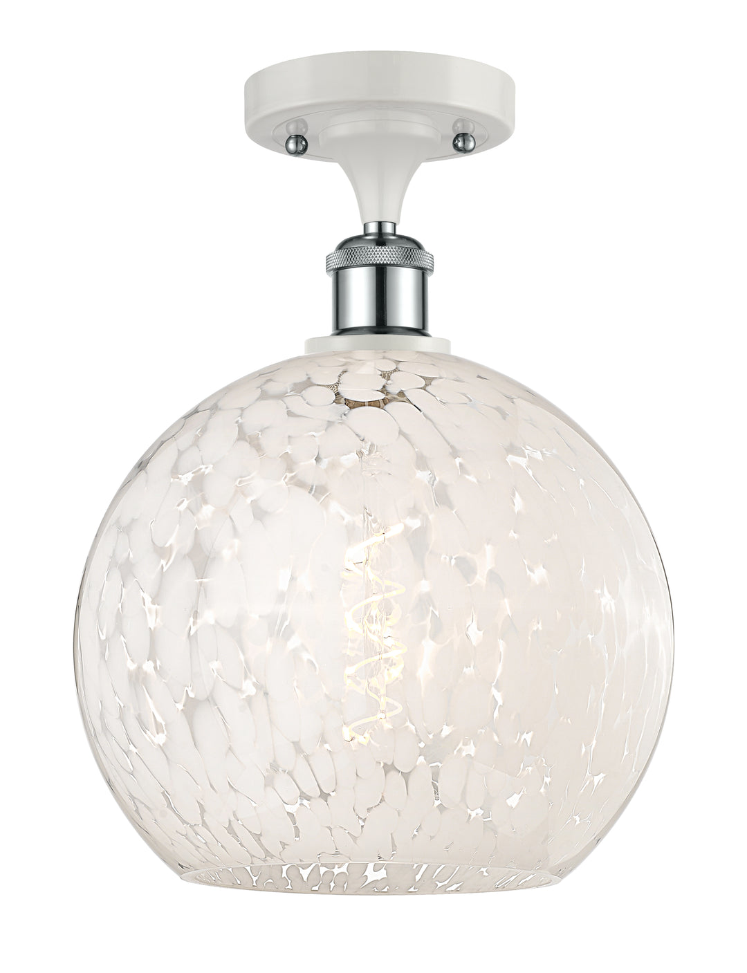 Innovations Lighting White Mouchette 10" Semi-Flush Mount - White Polished Chrome