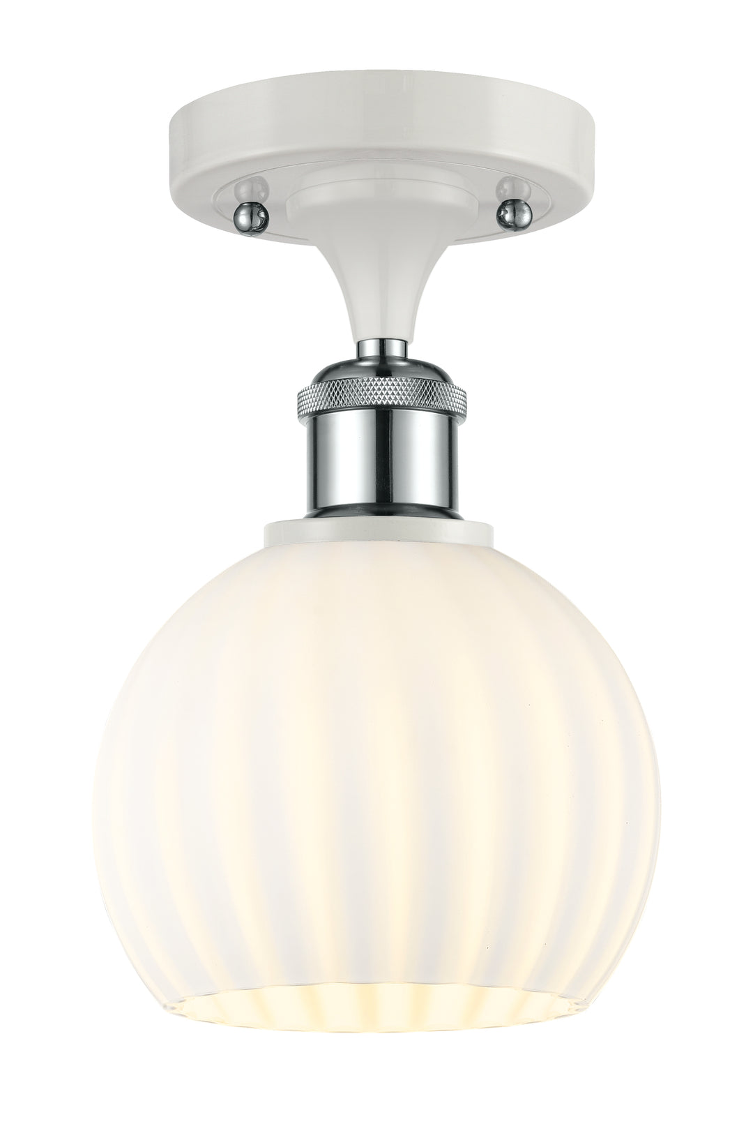 Innovations Lighting White Venetian 6" Semi-Flush Mount - White Polished Chrome Ceiling Semi Flush Mounts Innovations Lighting White Venetian ; Glass Type: White  