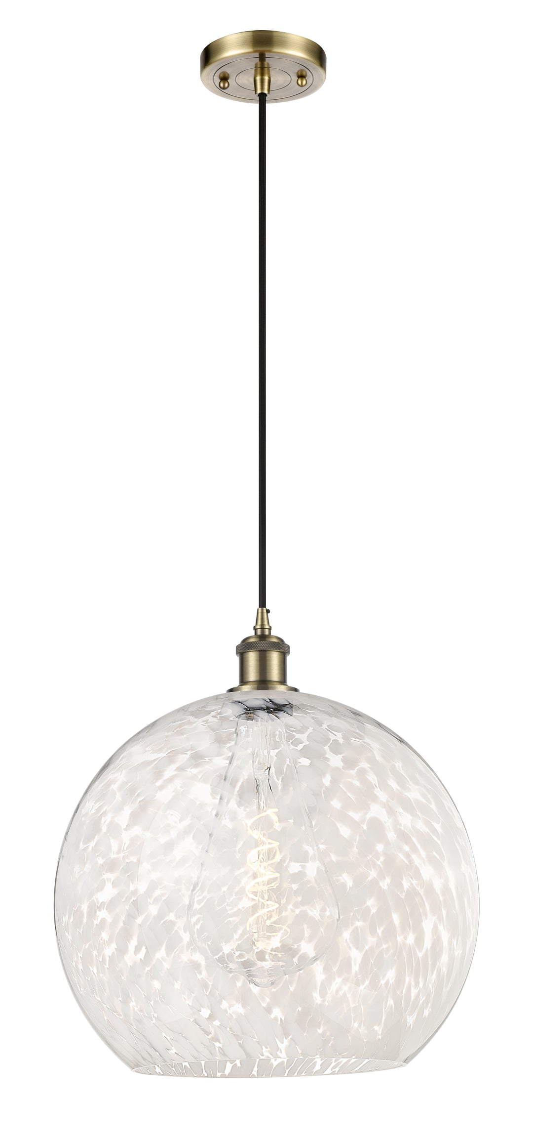 Innovations Lighting White Mouchette 14" Pendant - Antique Brass