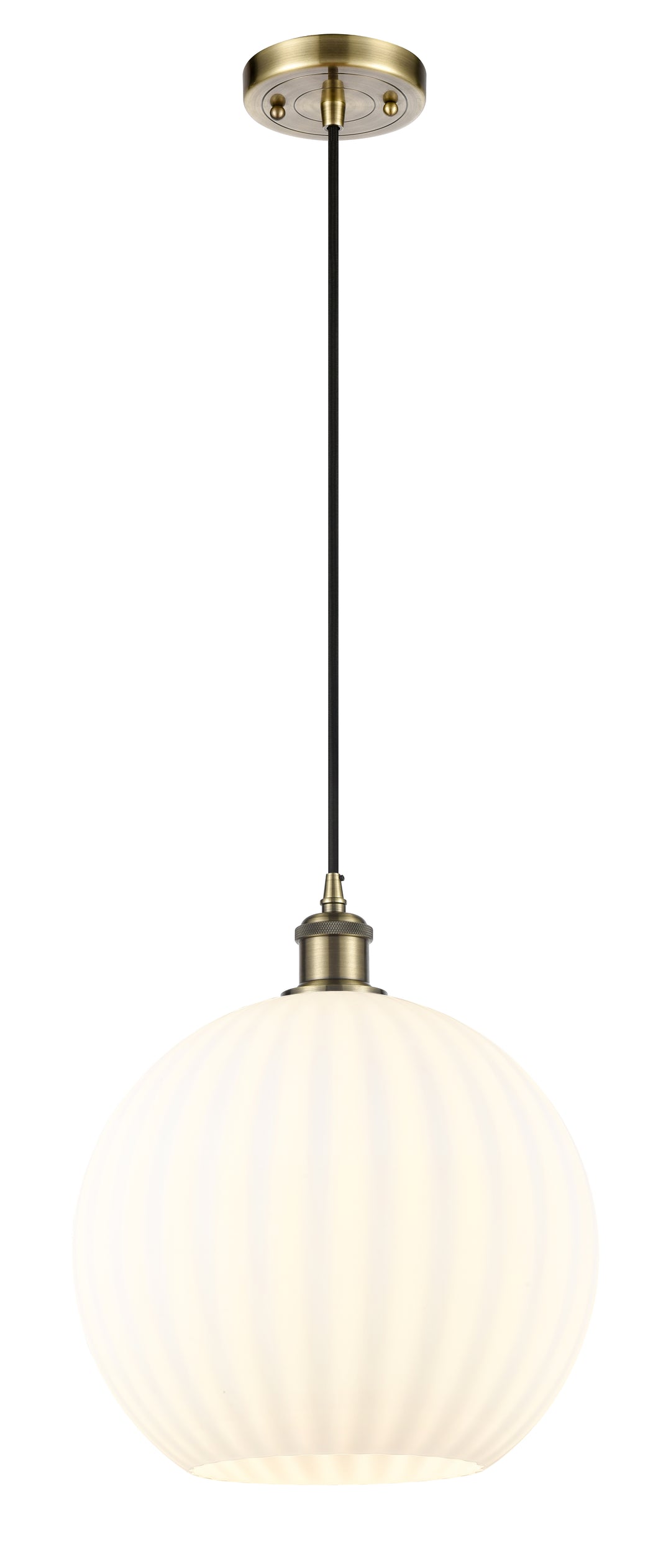 Innovations Lighting White Venetian 12" Mini Pendant - Antique Brass Mini-Pendants Innovations Lighting   