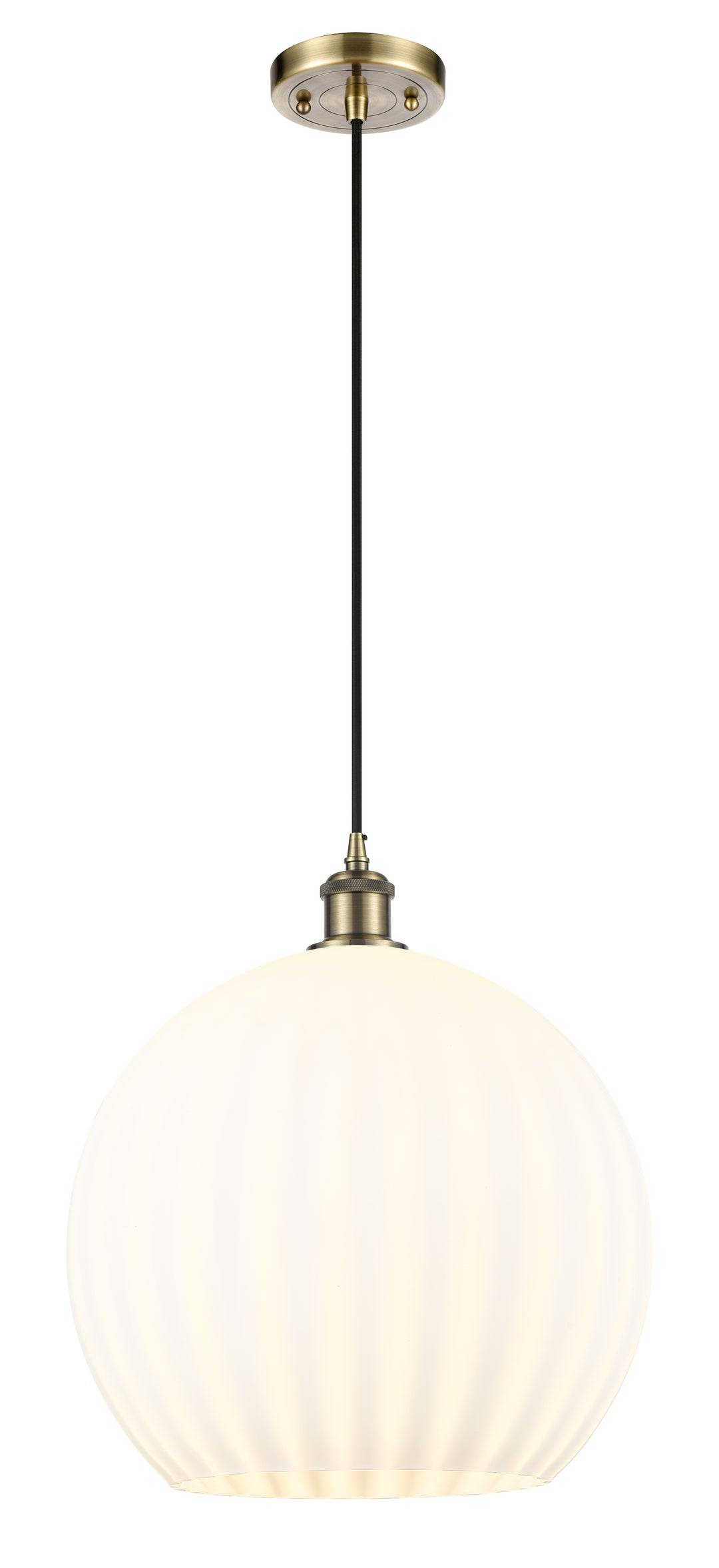 Innovations Lighting White Venetian 14" Pendant - Antique Brass