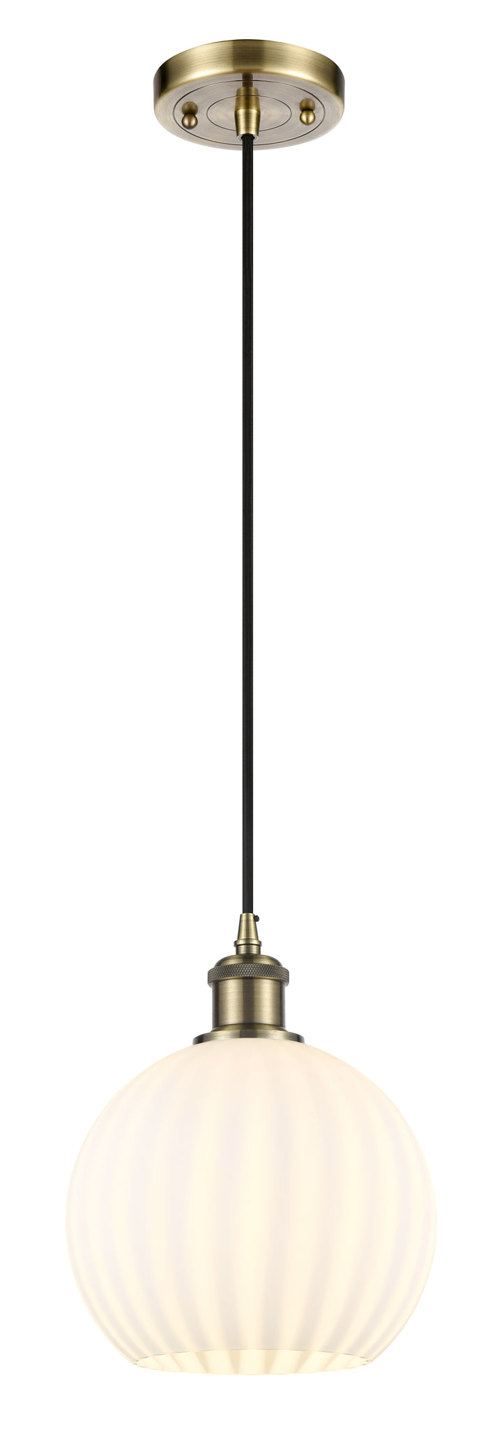 Innovations Lighting White Venetian 8" Mini Pendant - Antique Brass Mini-Pendants Innovations Lighting   