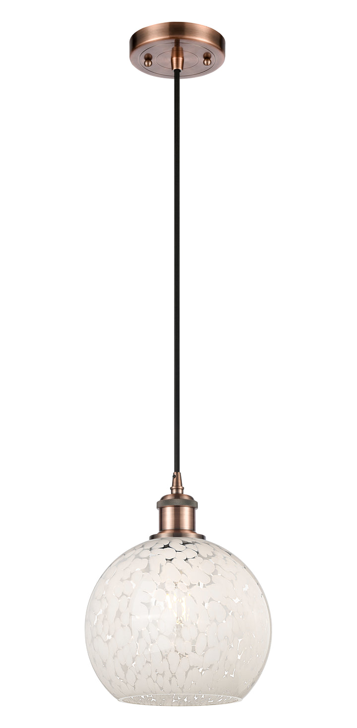 Innovations Lighting White Mouchette 8" Mini Pendant - Antique Copper Mini-Pendants Innovations Lighting   