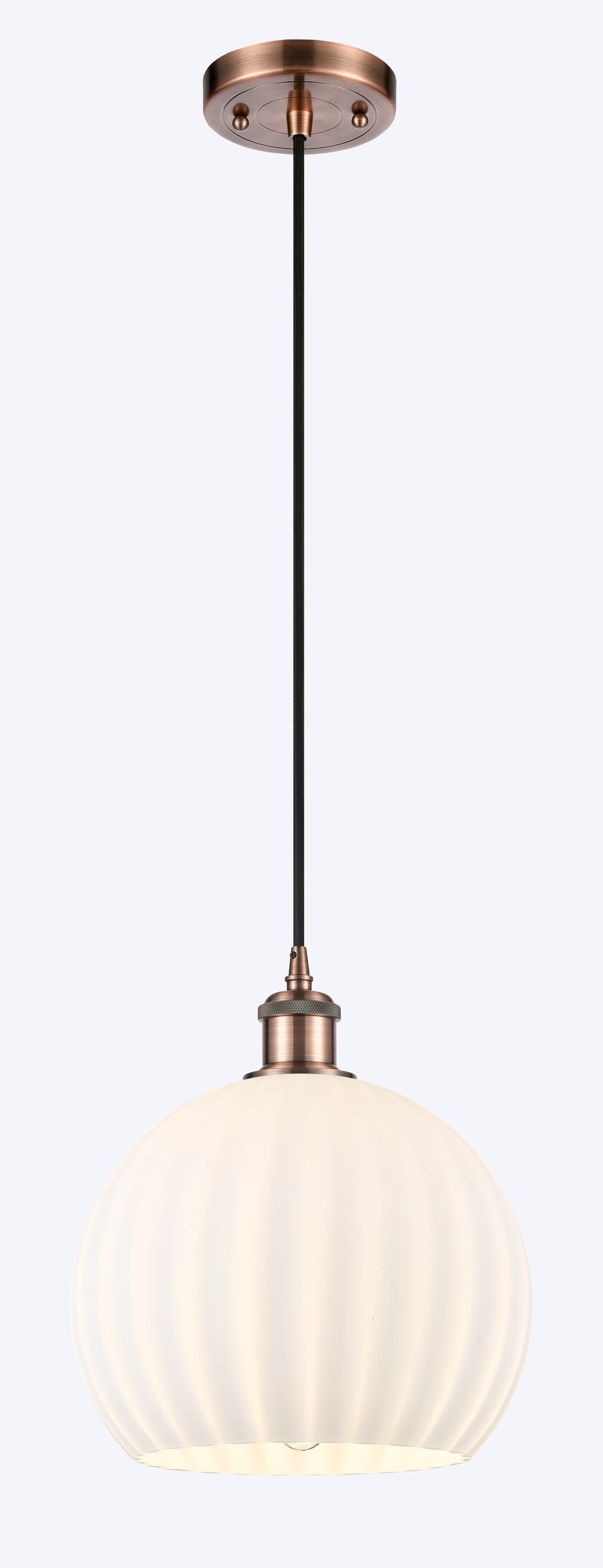 Innovations Lighting White Venetian 10" Mini Pendant - Antique Copper Mini-Pendants Innovations Lighting   