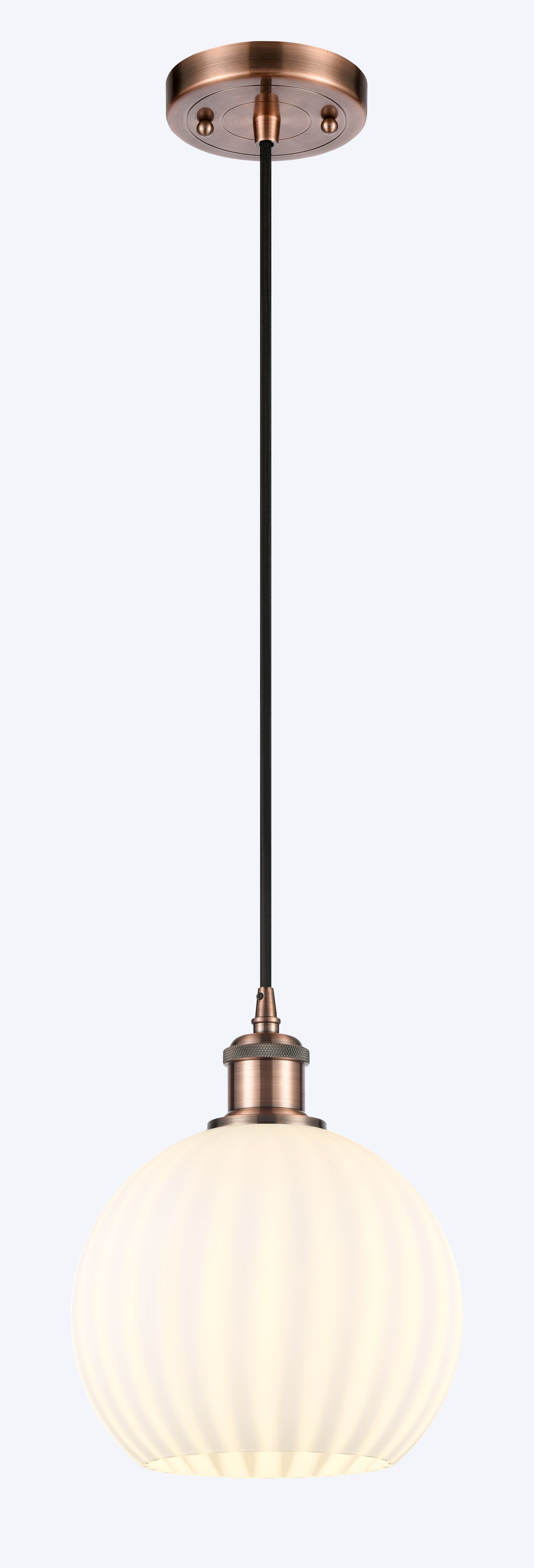 Innovations Lighting White Venetian 8" Mini Pendant - Antique Copper Mini-Pendants Innovations Lighting   