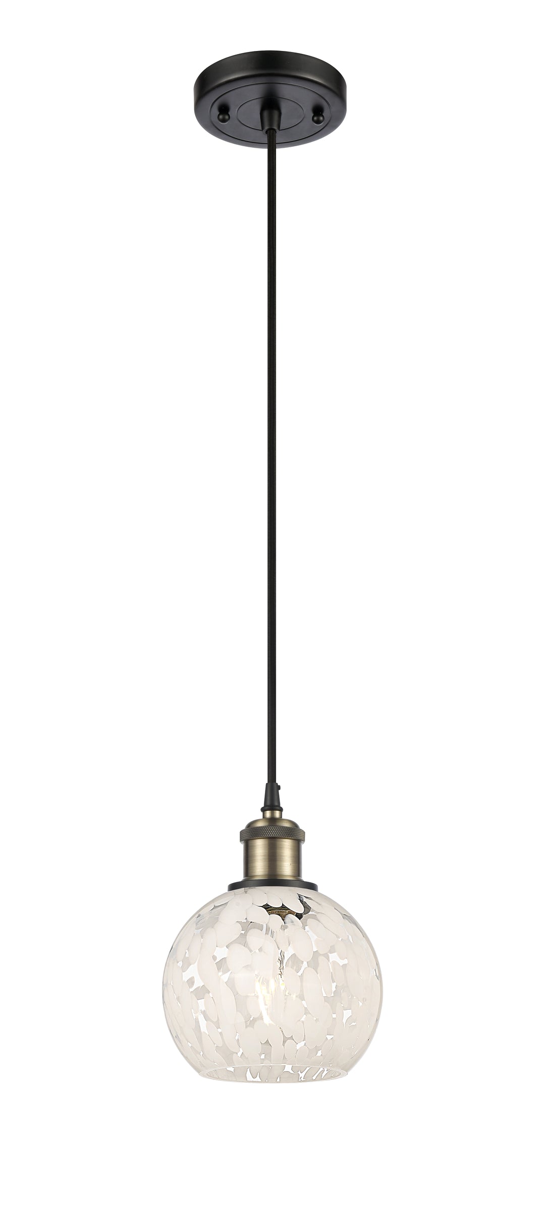 Innovations Lighting White Mouchette 6" Mini Pendant - Black Antique Brass