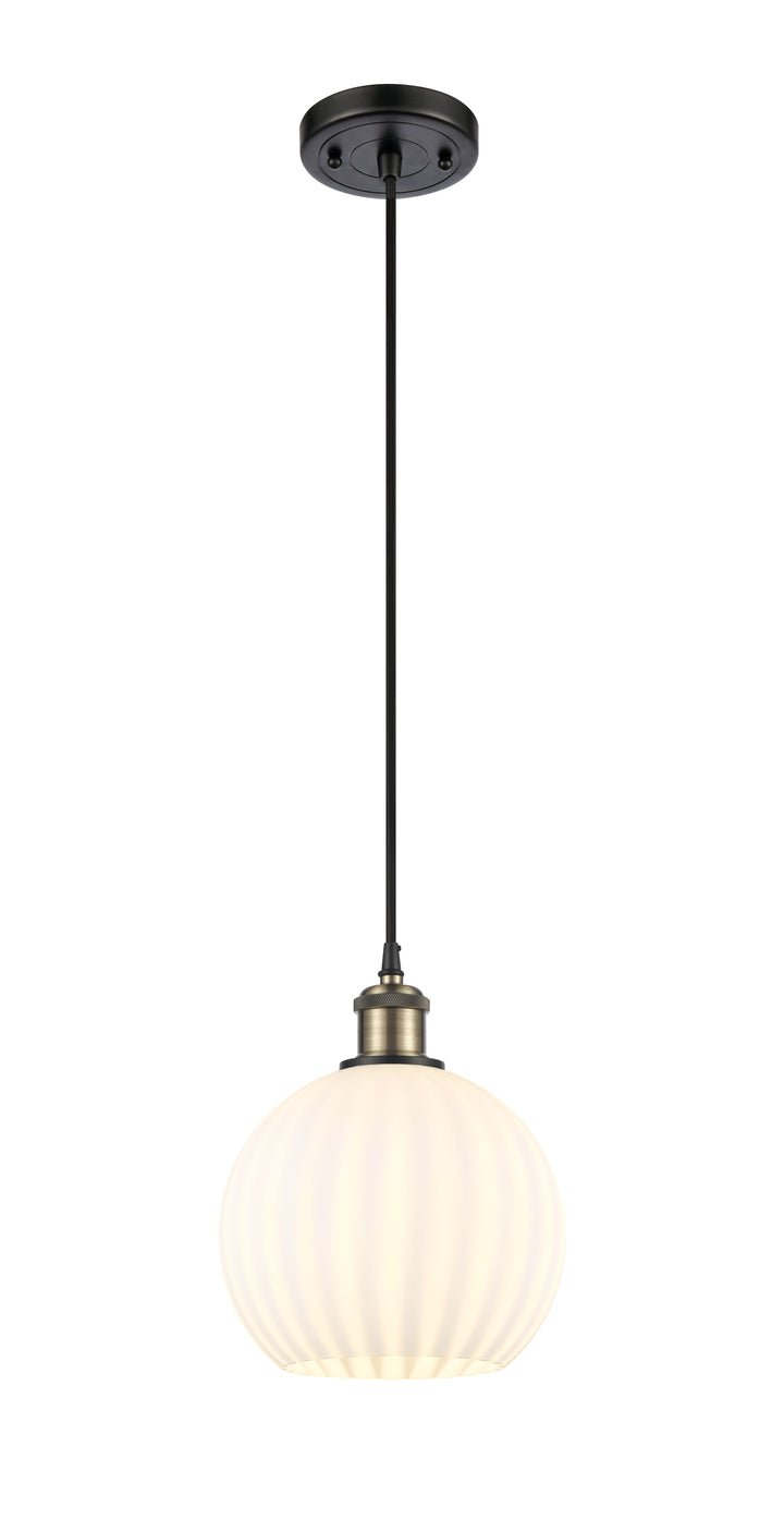 Innovations Lighting White Venetian 8" Mini Pendant - Black Antique Brass Mini-Pendants Innovations Lighting   