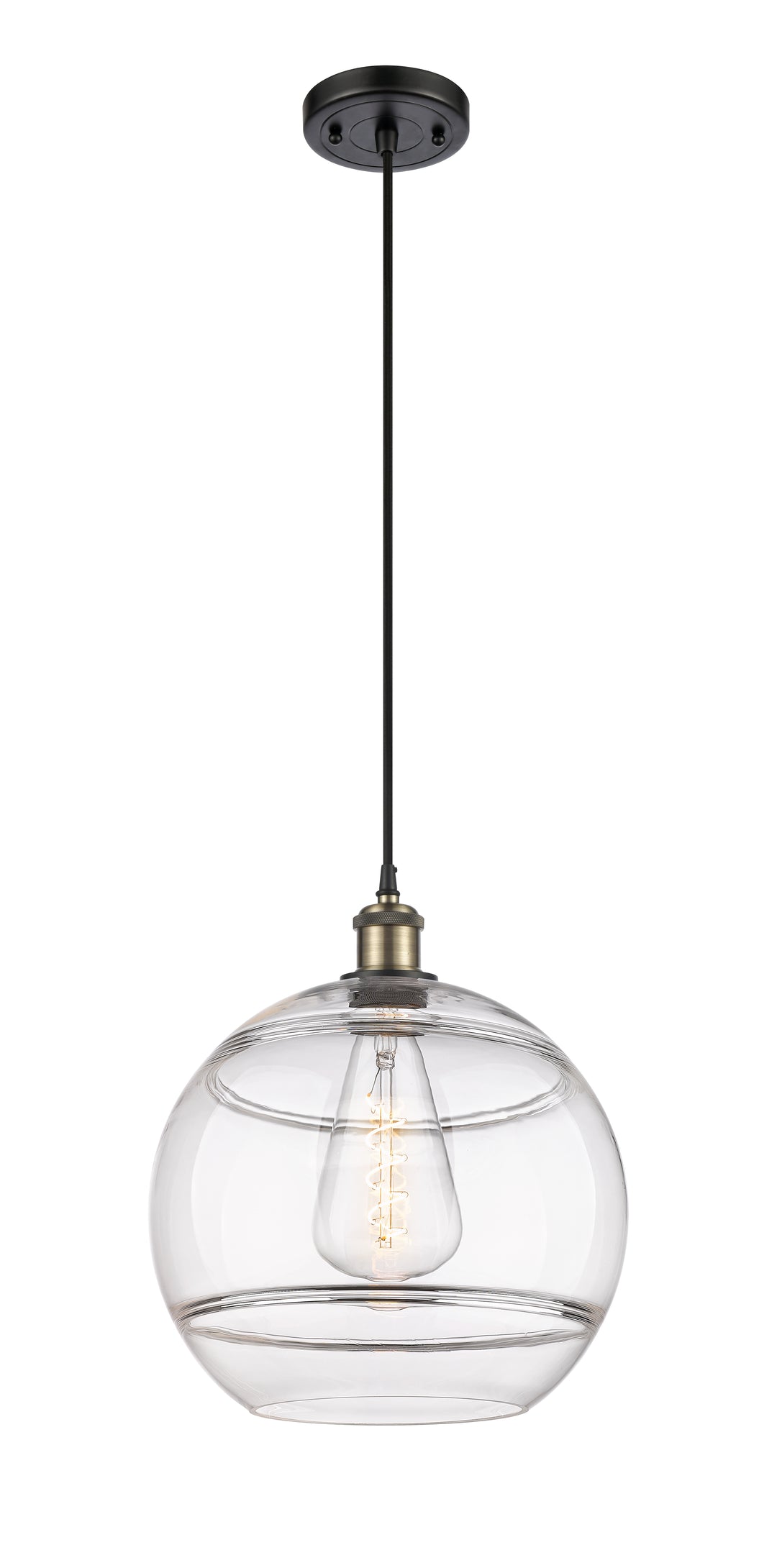 Innovations Lighting Rochester 12" Mini Pendant - Black Antique Brass Mini-Pendants Innovations Lighting   