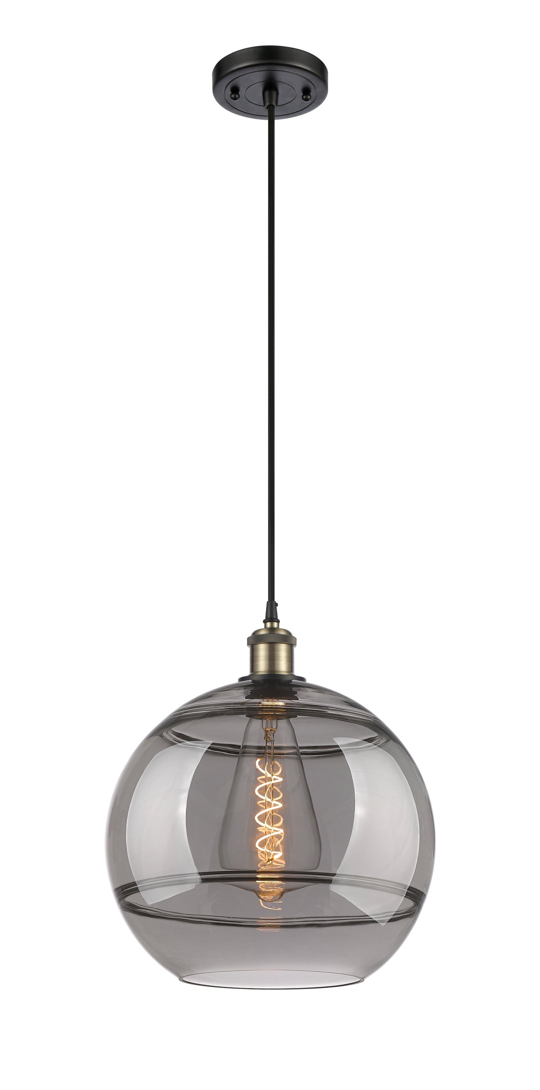 Innovations Lighting Rochester 12" Mini Pendant - Black Antique Brass Mini-Pendants Innovations Lighting   