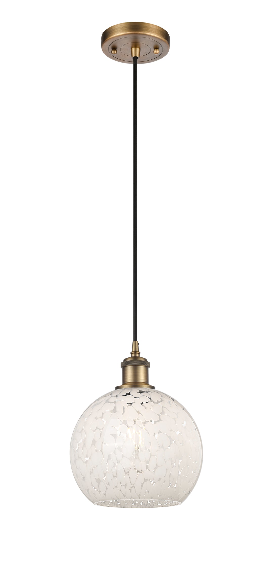 Innovations Lighting White Mouchette 8" Mini Pendant - Brushed Brass Mini-Pendants Innovations Lighting   