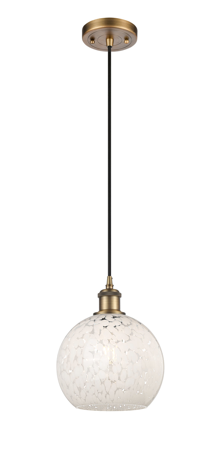 Innovations Lighting White Mouchette 8" Mini Pendant - Brushed Brass Mini-Pendants Innovations Lighting   