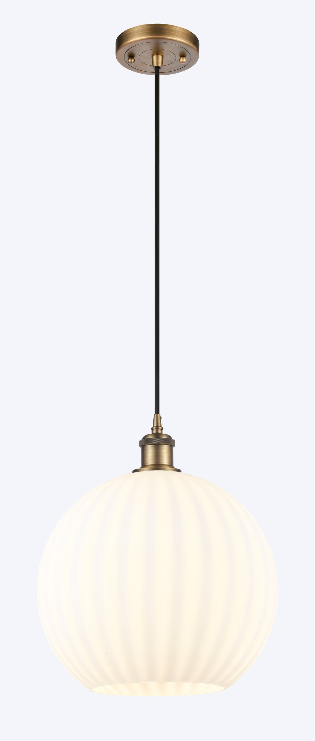 Innovations Lighting White Venetian 12" Mini Pendant - Brushed Brass Mini-Pendants Innovations Lighting   