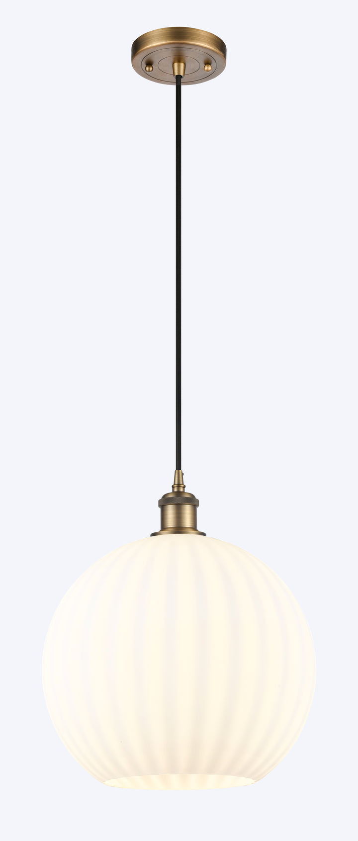 Innovations Lighting White Venetian 12" Mini Pendant - Brushed Brass