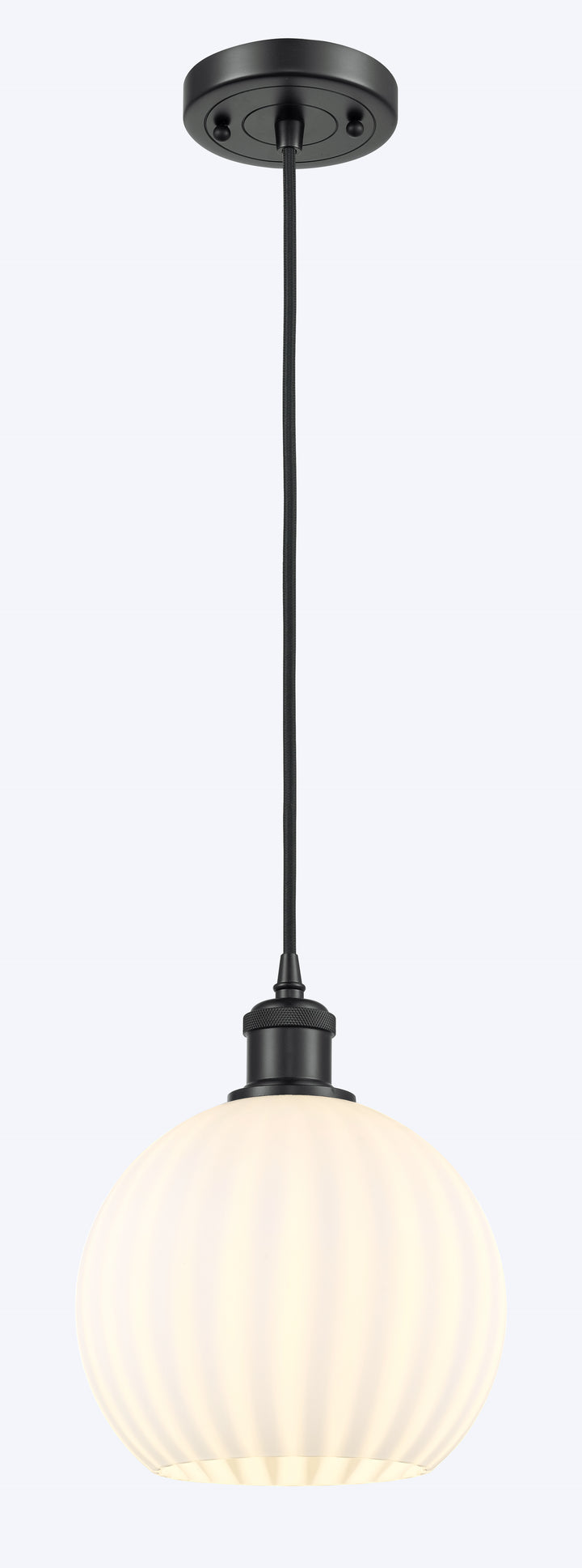 Innovations Lighting White Venetian 8" Mini Pendant - Matte Black Mini-Pendants Innovations Lighting   