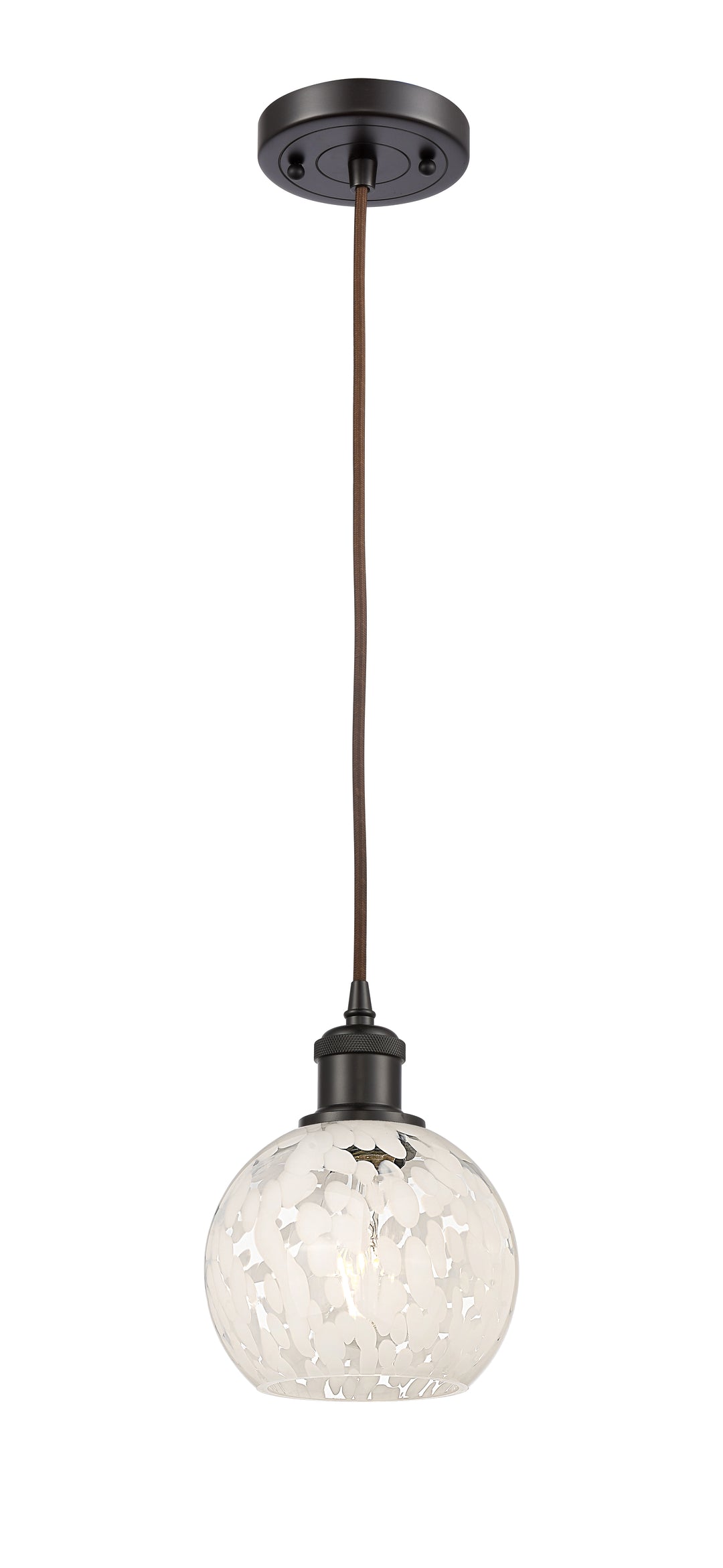 Innovations Lighting White Mouchette 6" Mini Pendant - Oil Rubbed Bronze