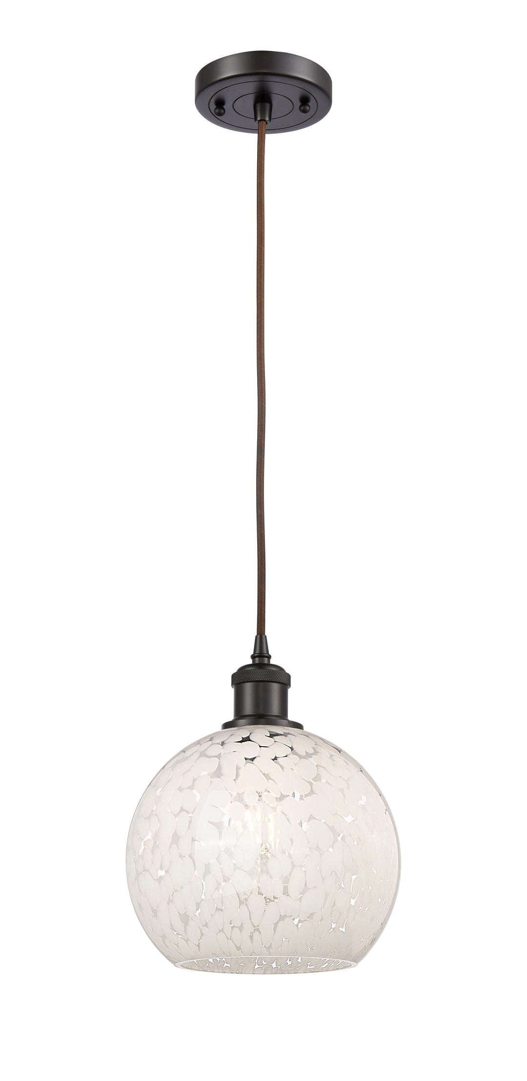 Innovations Lighting White Mouchette 8" Mini Pendant - Oil Rubbed Bronze Mini-Pendants Innovations Lighting   