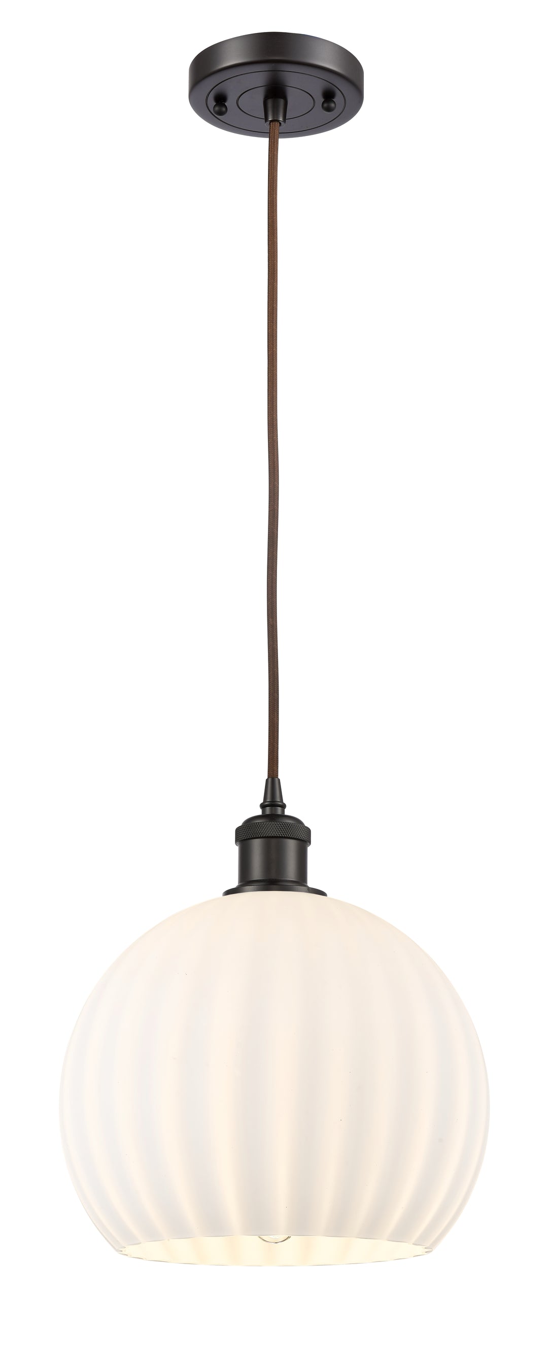 Innovations Lighting White Venetian 10" Mini Pendant - Oil Rubbed Bronze Mini-Pendants Innovations Lighting   