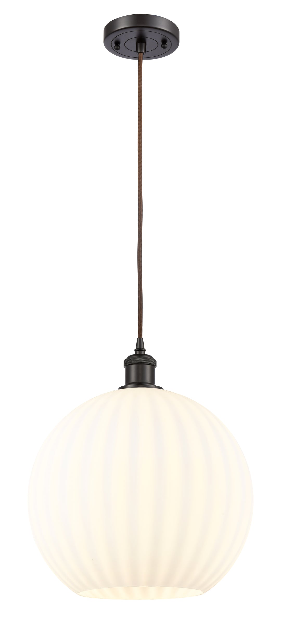 Innovations Lighting White Venetian 12" Mini Pendant - Oil Rubbed Bronze Mini-Pendants Innovations Lighting   