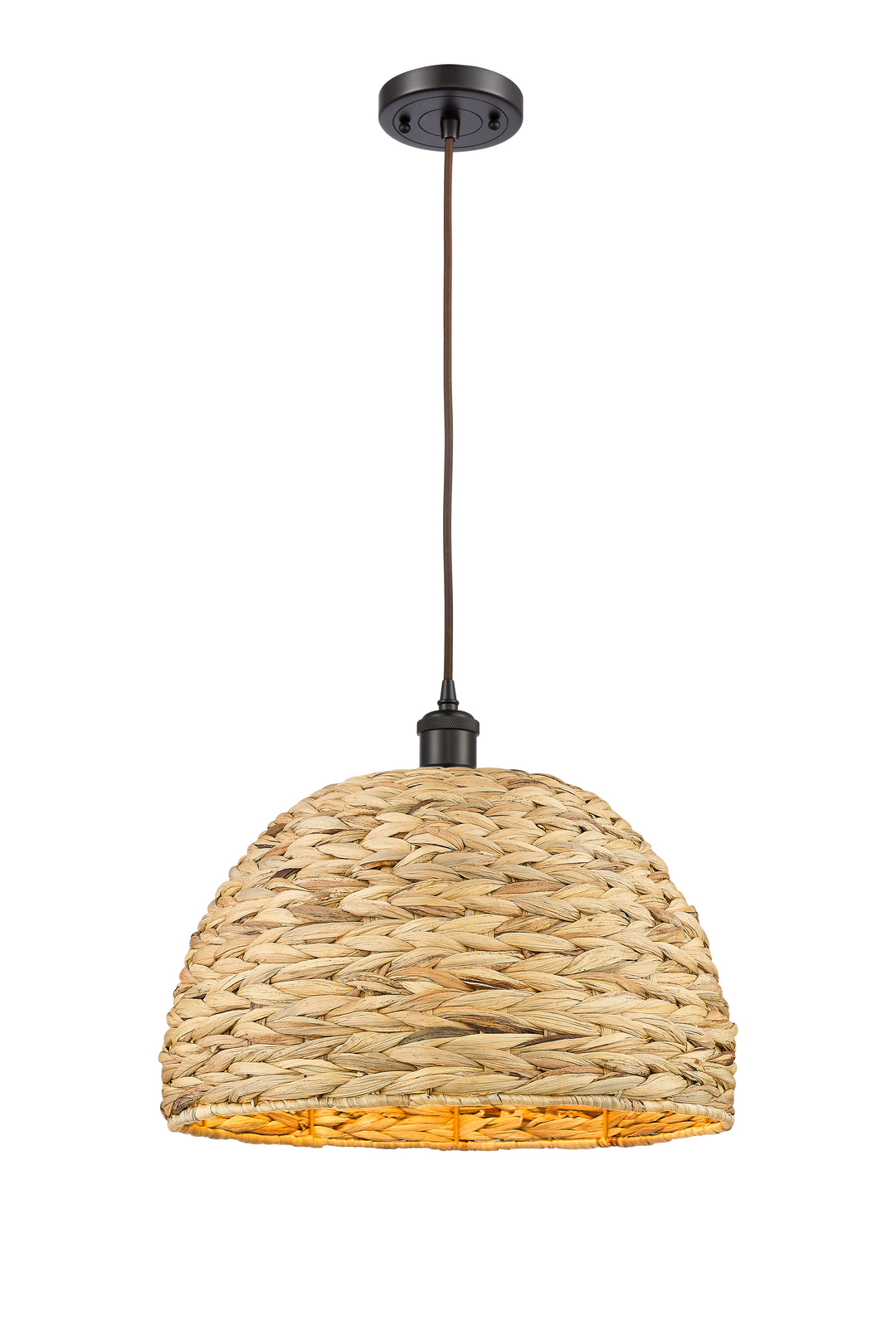 Innovations Lighting Woven Rattan 16" Mini Pendant - Oil Rubbed Bronze Mini-Pendants Innovations Lighting Default Title  